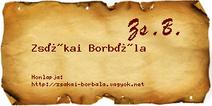 Zsákai Borbála névjegykártya